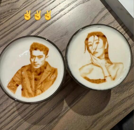 林心如晒和霍建华双人画秀恩爱 隔空同框